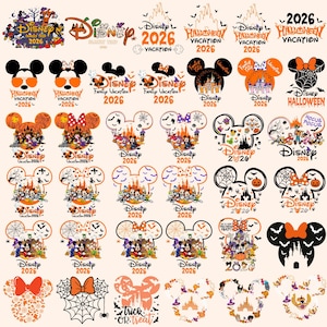 Paquete de imágenes PNG con temática de Halloween para vacaciones, orejas de ratón espeluznantes en formato PNG, descarga digital para viaje familiar 2026