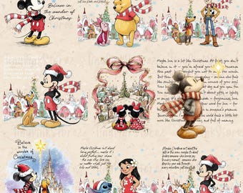 Retro Christmas Mouse and Friends PNG, Magical Cartoon Believe Christmas Party PNG, Family Matching Vacation Trip Design, Merry Holiday PNG