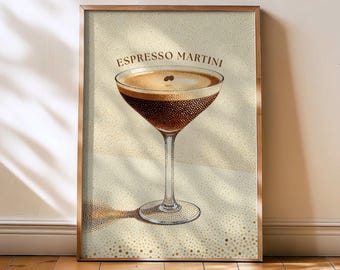 Espresso Martini Cocktail Print - Espresso Martini Bar Poster, Cocktail Poster for Kitchen or Lounge, Trendy Chic Cocktail Art Print