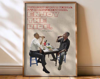 Anthony Bourdain Poster - Obama & Bourdain Vietnam Quote print - Retro mid century wall art for travelers