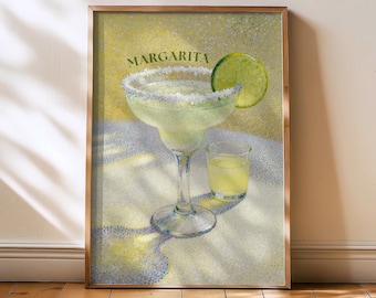 Margarita Cocktail Print Poster - Margarita Bar Poster, Cocktail Poster for Kitchen or Lounge, Trendy Chic Cocktail Art Print