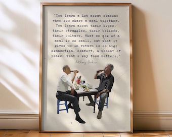 Anthony Bourdain Quote Poster – Bourdain & Obama Vietnam Retro Wall Art – Mid-Century Living Room Travel Print