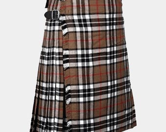 Handgjord skotsk kamelfärgad Thompson-tartankilt – 8 yards tartankilt – 100 % akrylull