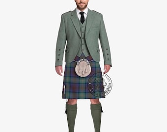 Men" s Green Argyll Kilt Outfit - Full Highland Wedding Set -  Custom Scottish Tweed Heritage Wear
