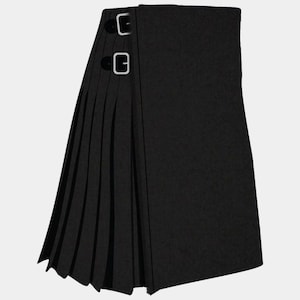 Handgemaakte Schotse effen zwarte moderne tartan kilt – 8 Yard tartan kilt – 100% acrylwol