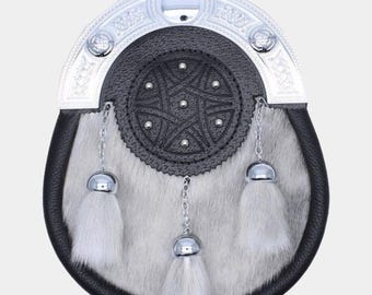 Full Dress Sporran Light Grey Sealskin Made In Scotland