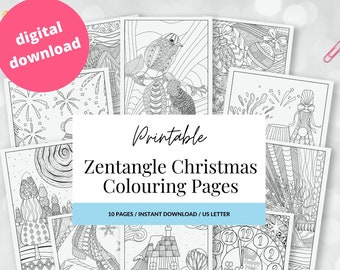 Páginas para colorear de Navidad, hojas para colorear zen imprimibles, hojas de actividades festivas, hojas para colorear de invierno, libro para colorear de Navidad, actividades para niños, Año Nuevo