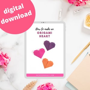 Coeur en origami, instructions pour l'origami, tutoriel étape par étape, origami de la Saint-Valentin, livre électronique PDF, téléchargement numérique