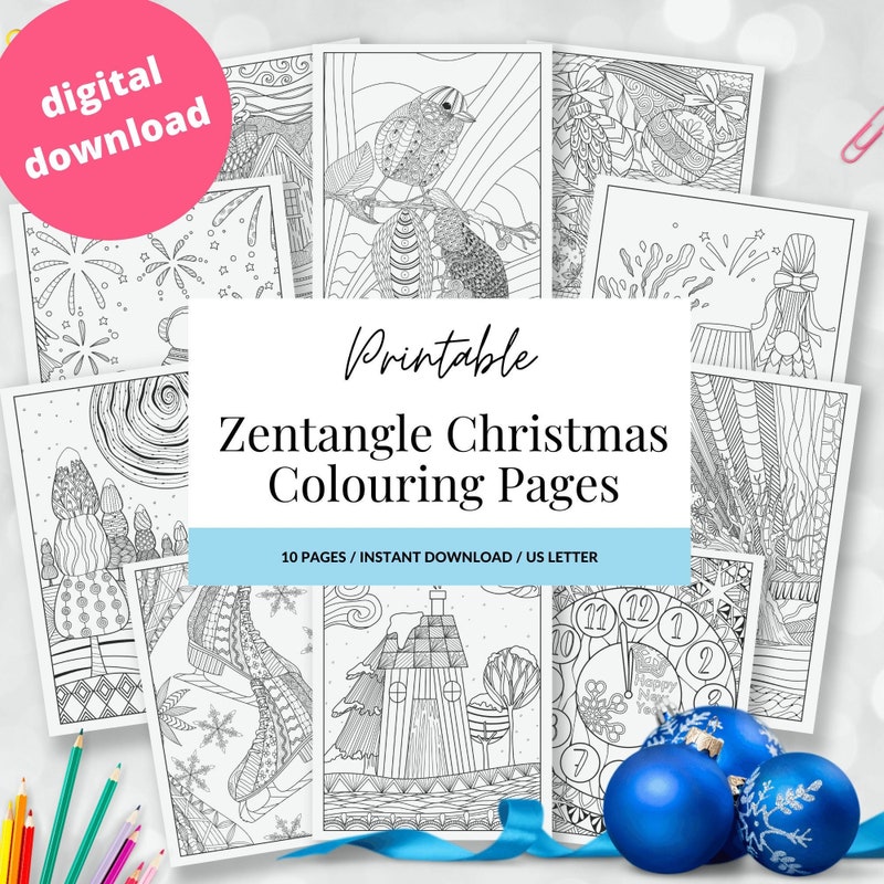 Zentangle Coloring Pages - Etsy