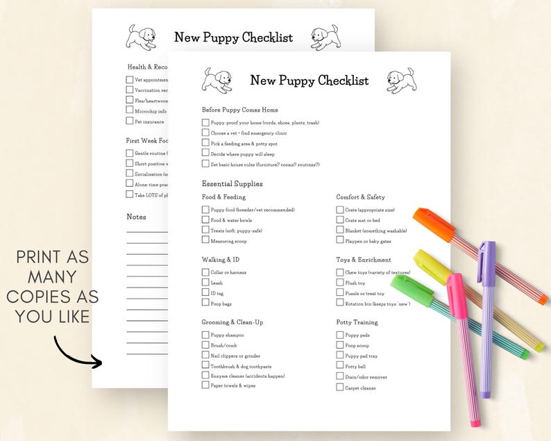 New Puppy Checklist, Printable PDF, Shopping List, Dog Essentials ...