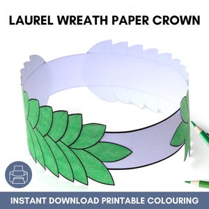 Kranz, Krone, Lorbeerkranz zum ausdrucken, römischer Kranz, DIY Kinder Basteln, Papiervorlage, Sommerspiele Sporttag
