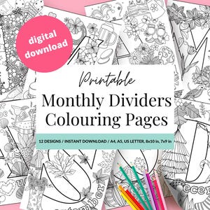 Druckbare Einlage für Wochenplaner, Bullet Journal Dashboards, Monatskalender, Monatstitelseiten, Journaling Cover