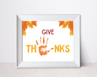 Thanksgiving Handprint Craft, Handprint Thanksgiving, Fall Handprint Craft, Give Thanks Printable, Thanksgiving Craft, Handprint Art