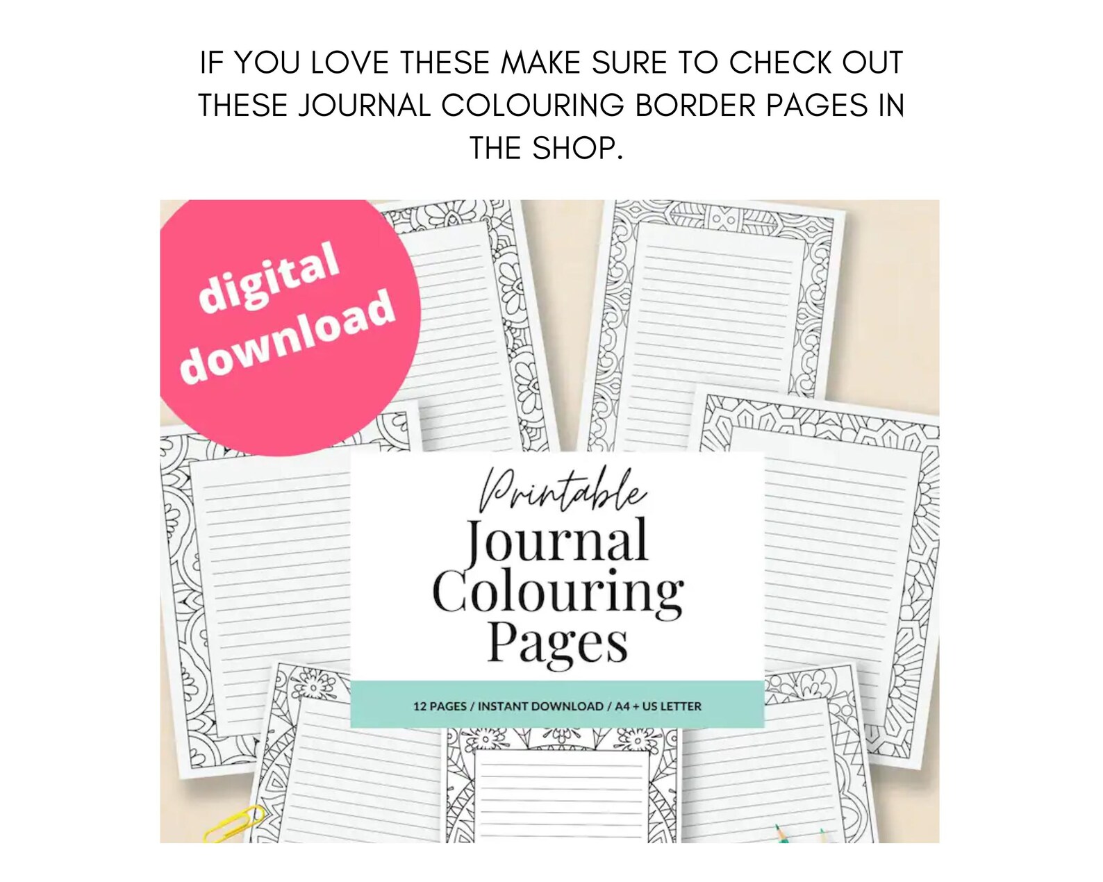 Colouring Journal Pages, Printable Lined Page, Floral Design ...