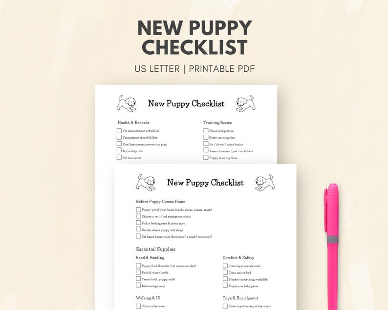 New Puppy Checklist, Printable PDF, Shopping List, Dog Essentials ...