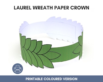 Wreath Crown, Printable Laurel Headband, Coloured Version, Craft Hat For Kid, Roman Wreath, Craft Activity, Paper Template, Games Sports Day