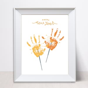 Neujahr Handabdruck Handwerk, Wunderkerzen Handabdruck Handwerk, Handabdruck Kunst, Kleinkind Vorschule Baby, Neujahr Handwerk, Neujahr Handabdruck druckbar