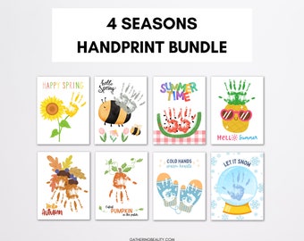 Four Season Handprint Art, Seasonal Handprint Craft, Keepsake, Handprint Art, Handprint Craft, Holiday Handprint Craft, Spring, Printable