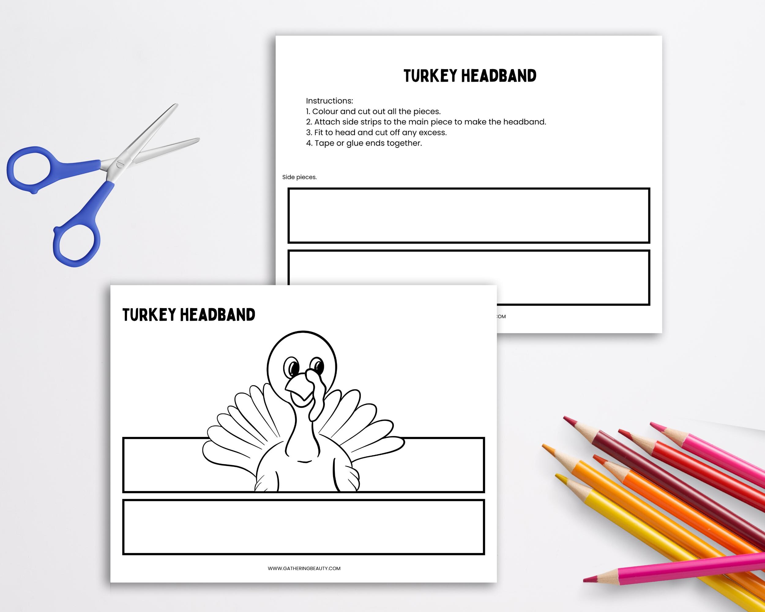 Turkey Paper Hat, Thanksgiving Headband, Printable Craft, Paper Crown ...