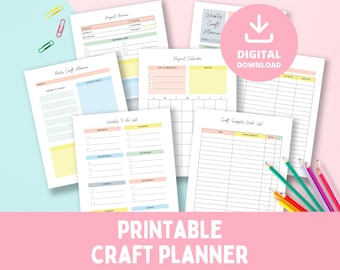 Craft Planner Bundle, Project Planner Pages, Printable Planner, Craft Project Tracker, Craft Business Planner, Downloadable Planner