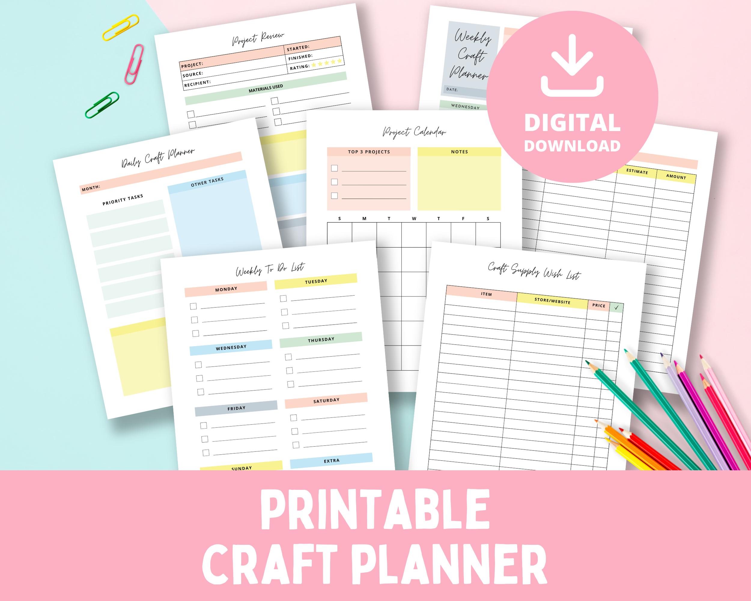 Craft Planner Bundle, Project Planner Pages, Printable Planner, Craft ...