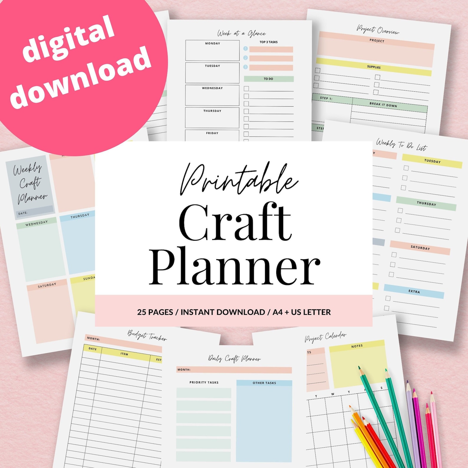 Craft Planner Printable Craft Project Planner Pages Etsy