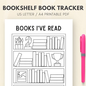 Book Tracker Printable, Bookshelf Printable Template, Books I&#39;ve Read, Reading Log, Reading Challenge, Planner Insert, Book Tracker, PDF