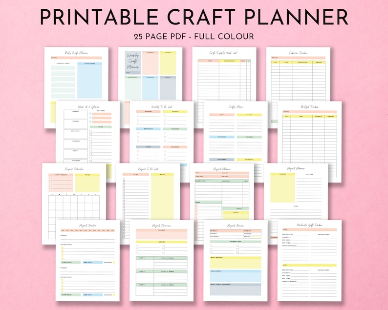 Craft Planner Bundle, Project Planner Pages, Printable Planner, Craft ...