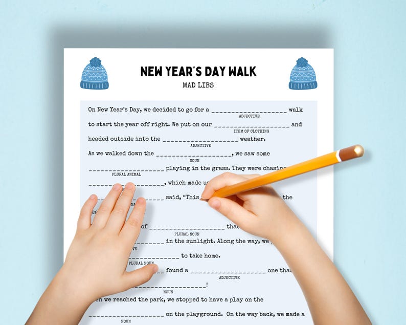 New Year's Eve Mad Libs, Printable Game, Mad Lib PDF, Holiday Story ...