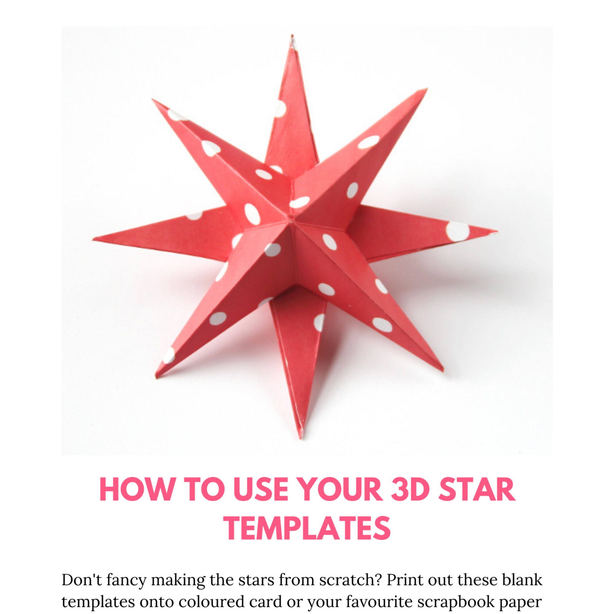 3D Paper Stars - Paper Star Template - DIY Christmas Decoration ...