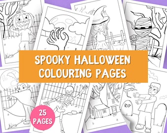 Halloween Kleurplaten, Afdrukbare Kleurplaten, Griezelige Printables, Kinderactiviteiten, Feestactiviteitenpagina, Kleurboek Voor Kinderen, Halloween Kleurplaten