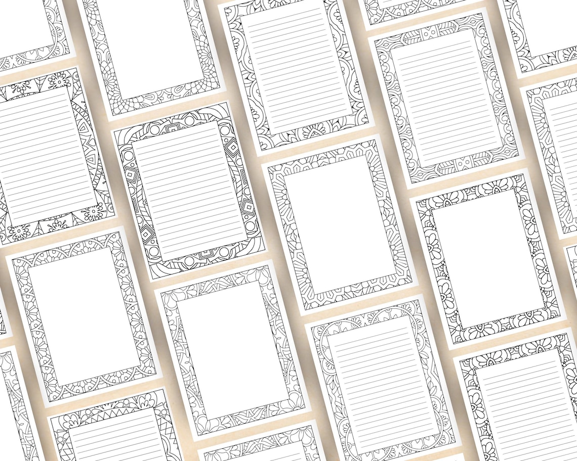 Colouring Journal Pages, Printable Lined Pages, Stationery Paper ...