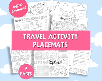 Printable Travel Activity Placemats - Airport Activity Sheets - Plane  Colouring Pages