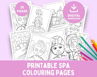 Spa Day Coloring Pages, Pamper Party, Girls Birthday, Activity Sheets, Cute Cosmetics, Nail Art Page, Kids Beauty, Printable Actvities
