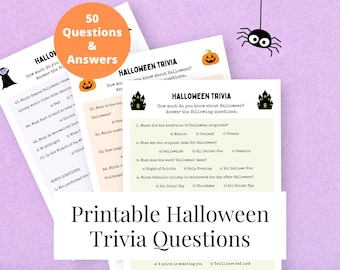 Halloween Trivia Game Questions, Printable Party Games, Family Fun Night, Halloween Quiz,  Kids Activities, Adult Pub Quiz, Fall Printables