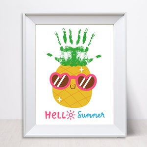 Summer Handprint Craft, Pineapple Handprint Art, Summer Craft for Kids, Summer Handprint Art,  Pineapple, Kids Summer Activity, Summer Craft