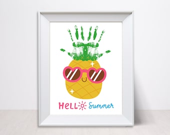 Summer Handprint Craft, Pineapple Handprint Art, Summer Craft for Kids, Summer Handprint Art,  Pineapple, Kids Summer Activity, Summer Craft