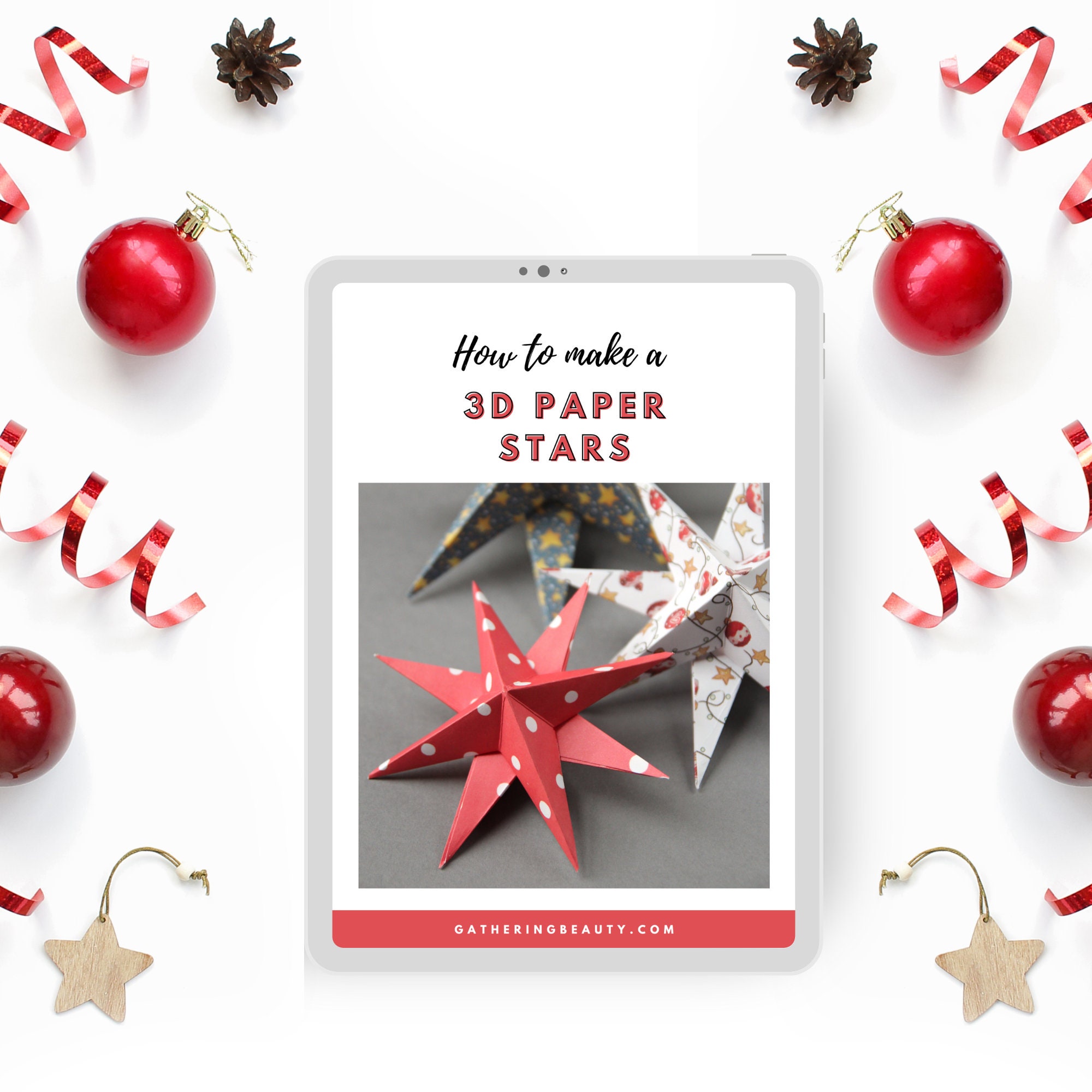3D Paper Stars - Paper Star Template - DIY Christmas Decoration ...