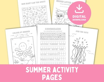 Summer Activity Pages, Printable Worksheets, Kids Activities, Party Games, Classroom Puzzles, Kid Coloring, Wordsearch, Mazes,