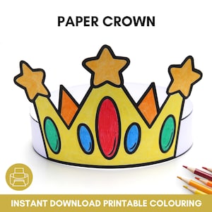 Kronen Handwerk, Prinzessin Party Taschenfüller, König Königin Hut Färbung, druckbare Aktivität, Kinder Basteln, Geburtstagsparty, Anziehbild, Rollenspiel