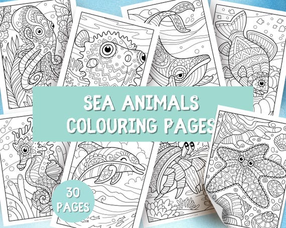 Sea Animal Coloring Pages, Printable Under the Sea Coloring Sheets, Ocean Creature Coloring Book, Sea Life Animal Printables, Kids Activity