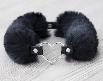 Faux Fur Heart Choker | Punk Alternative Fashion Accessory | Gothic Statement Collar | Festival Style Gift |