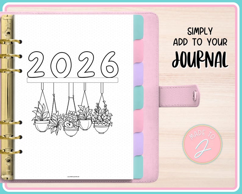 2026 Cover Page, 2026 Bullet Journal Cover, Printable Planner Cover ...