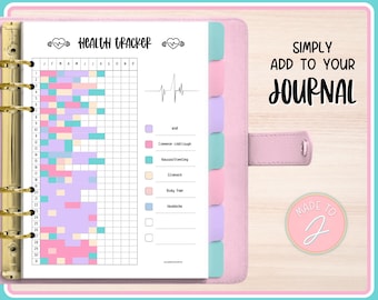 Health Tracker - Printable Bullet Journal Template with yearly tracker page. Dotted and plain pages included in A5 & A4 Letter sizes