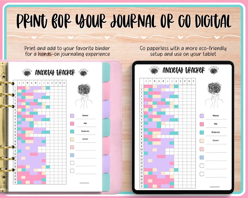 Anxiety Tracker - Printable Bullet Journal Template With Yearly Tracker ...