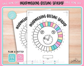 Intermittent Fasting Tracker,Printable Journal,Bullet Journaling Template,Monthly Tracker page,Circle, Monthly Planner,Dotted + Plain,A5 &A4