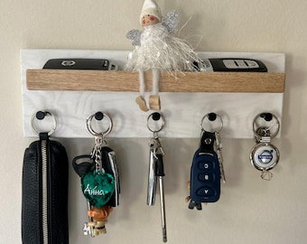 Minimalist Wood Key Holder with Shelf | Entryway Organizer | New Home Gift