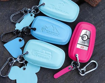 Ford Bronco Sport Badlands Leather Key Fob Cover Raptor Wildtrak Key Case Outer Banks Smart Key Holder Big Bend Gift for Bronco Girl