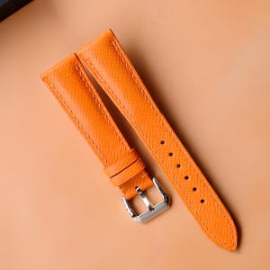 Handgjort klockarmband i livfullt orange Epsom-läder | Anpassat armband med snabbkoppling 18 mm 20 mm 22 mm 24 mm