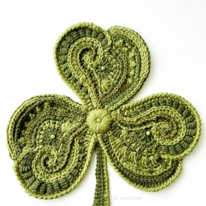 PATTERN Freeform Crochet Shamrock Four Leaf Clover